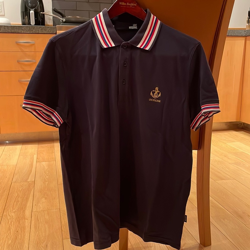 Love Moschino polo. Blue red white.
